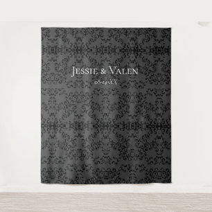 Tenture Mariage gothique tourbillon gris et noir