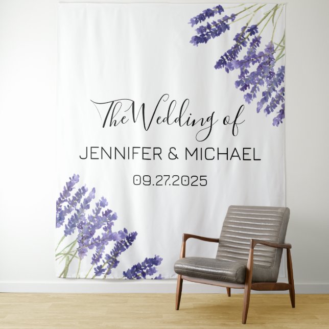 Tenture Mariage Lavender Floral Purple Fleurs (En situation)