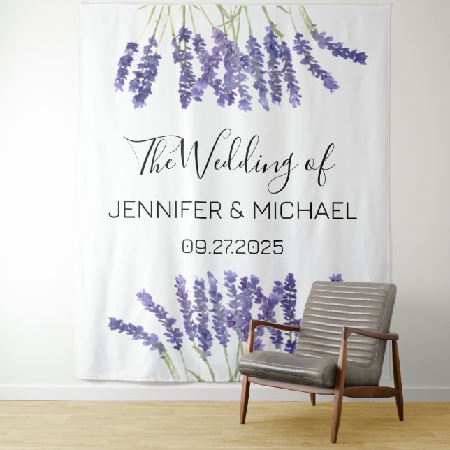 Tenture Mariage Lavender Floral Purple Fleurs (En situation)