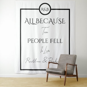 Tenture Mariage Minimaliste Élégant Noir & Blanc