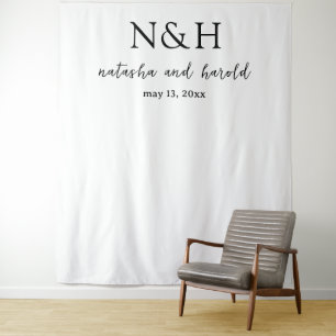 Tenture Mariage Moderne Monogramme Gras Noir et Blanc