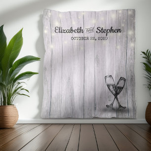 Tenture Mariage Photo Booth fond Champagne Verre Bois