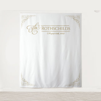 Tenture Mariage Romantique Calligraphie Faux Or Doré