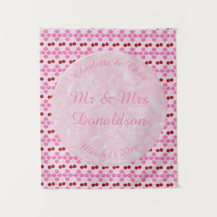 Tenture Mariage rose Printemps Cerisiers en fleurs et ceri