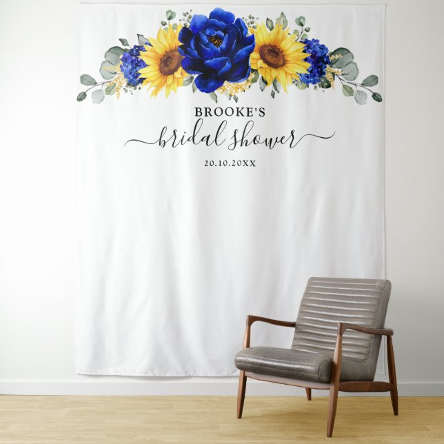 Tenture Mariage Royal Bleu Rustique Tournesol Moderne Bain (En situation)