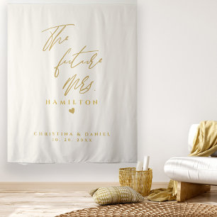 Tenture Mariage Typographie Moderne Écriture Dorée
