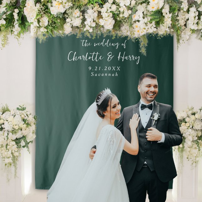 Tenture Mariage vert émeraude minimaliste arrière-plan pho (Créateur téléchargé)