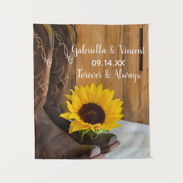 Tenture Mariage Western Tournesol Campagne Objet de Souven (Devant)