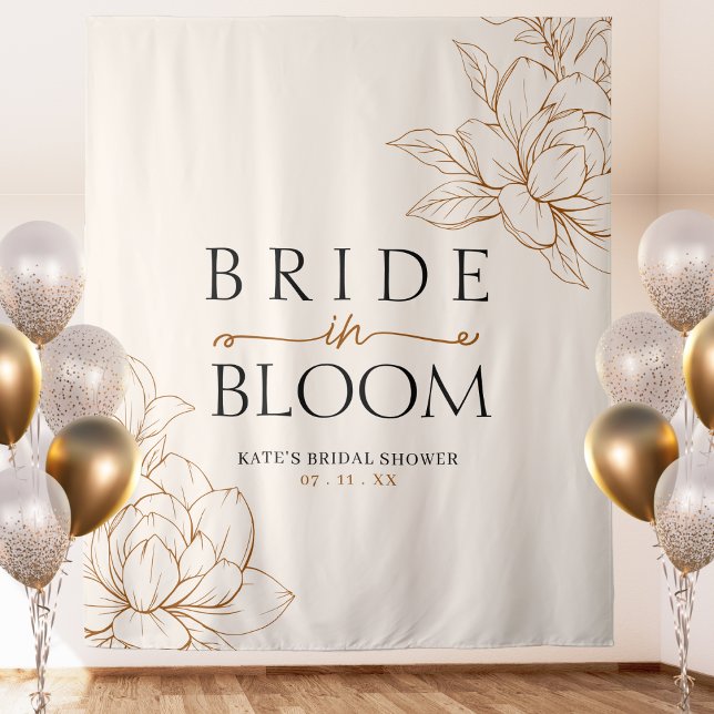 Tenture Mariée en Fête des mariées Brown de fleurs Tan (Bride in Bloom Tan Brown Bridal Shower Tapestry
)