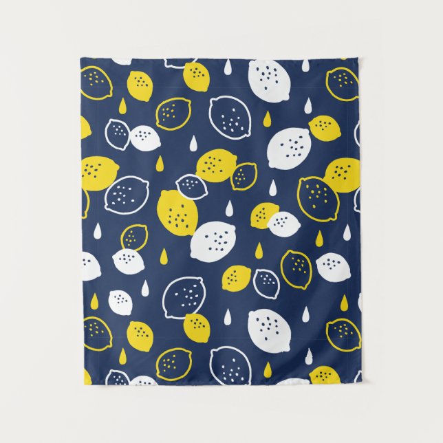 Tenture Marine Blue Lemon Art - Refresh Citrus Design (Devant)