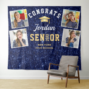 Tenture Marine moderne Bleu Graduation 4 Photo Booth Backd