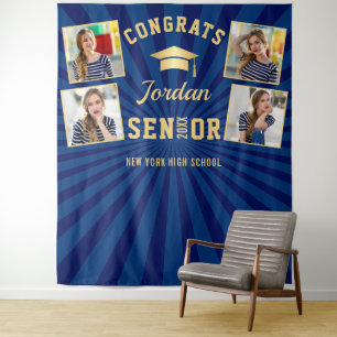 Tenture Marine moderne Bleu Graduation 4 Photo Booth Backd