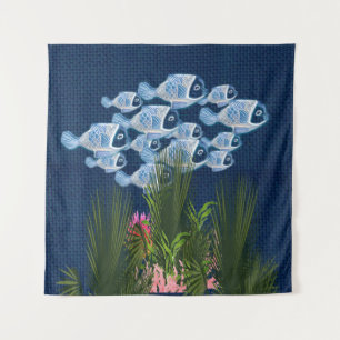 Tenture Marine texturé, poisson, corail rose