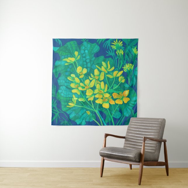 Tenture Marsh Marigold Fleurs sauvages d'été peinture flor (En situation)