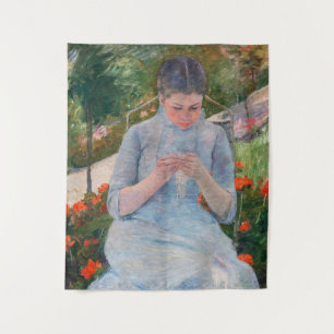Tenture Mary Cassatt - Fille couture dans un jardin