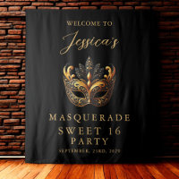 Mascarade Bienvenue Anniversaire 16 Ans Or Noir Do