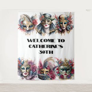 Tenture Mascarade masques hommes femmes masque de carnaval