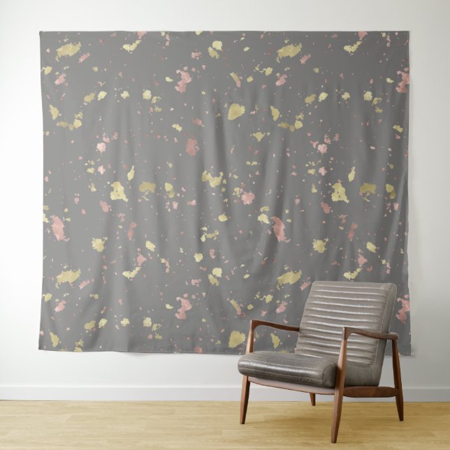 Tenture Matte Gold et Rose Gold Flakes gris foncé chaud (En situation (horizontale))