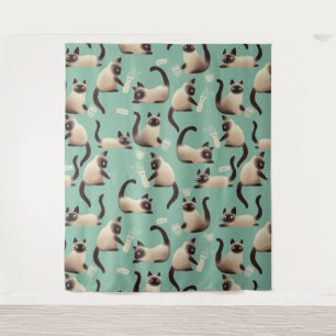 Tenture Mauvais chats siamois frapper des trucs