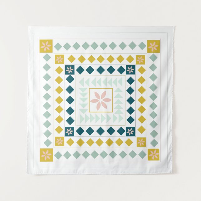 Tenture Médaillon géométrique moderne coloré Design d'art (Devant)