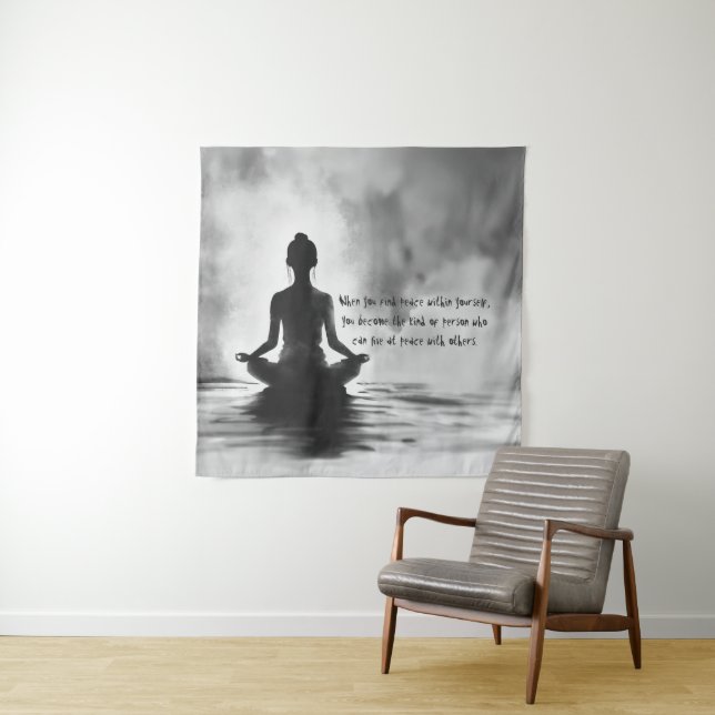 Tenture Méditation Yoga Instructeur Lotus Pose Peinture à  (En situation)