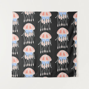 Tenture Méduse peinte à la main, motif vintage vibrant.