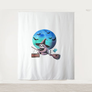 Tenture Méfiez-vous joli sorcier Sloth volant sur Broom Ha