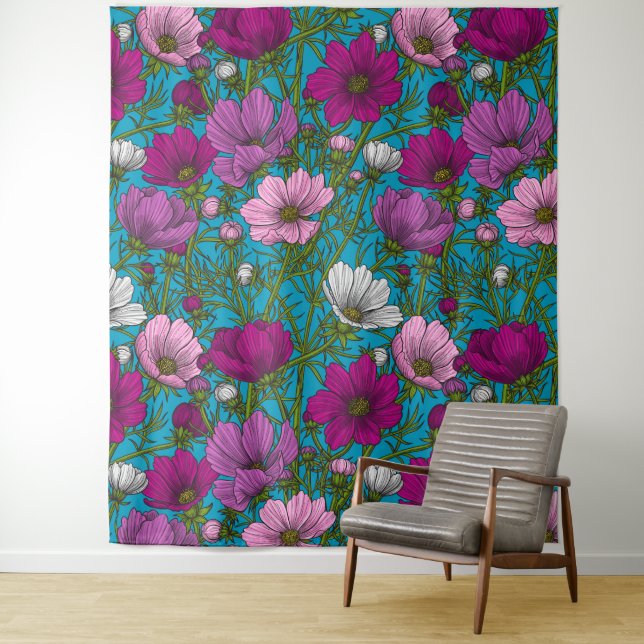 Tenture Mélange cosmos bleu (En situation)