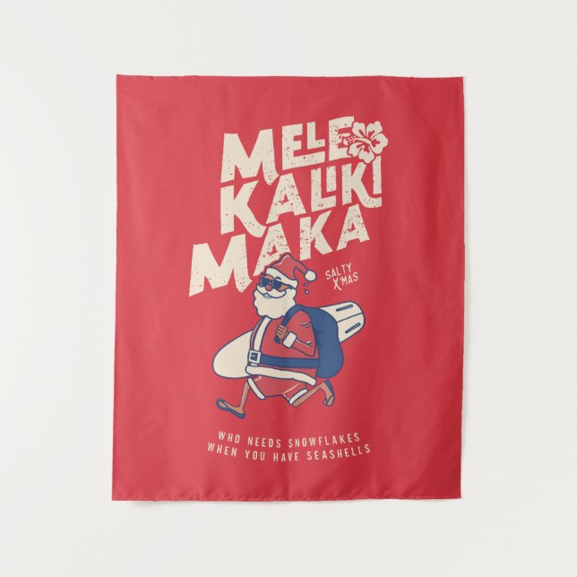 Tenture Mele Kalikimaka - Drôle Père Noël Hawaiian Christm (Devant)
