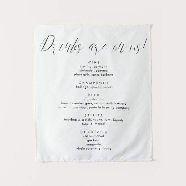Tenture Menu des boissons de calligraphie moderne aux frai (Devant)