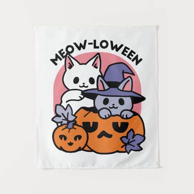 Tenture Meow-Loween - Cute Halloween Conception Chat (Devant)