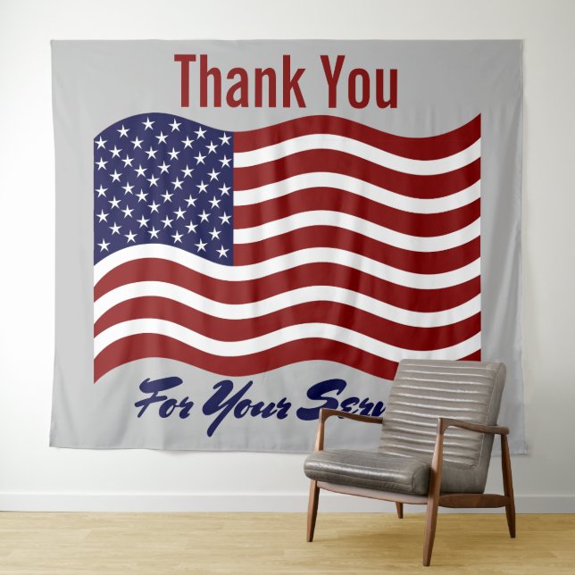 Tenture Merci Américain Drapeau Anciens combattants (En situation (horizontale))
