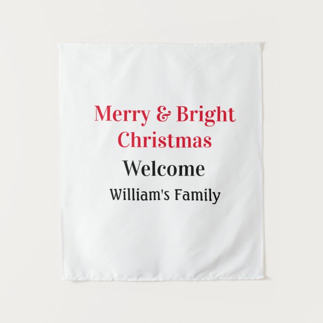 Tenture Merry Bright Christmas ajouter nom de famille bien (Devant)