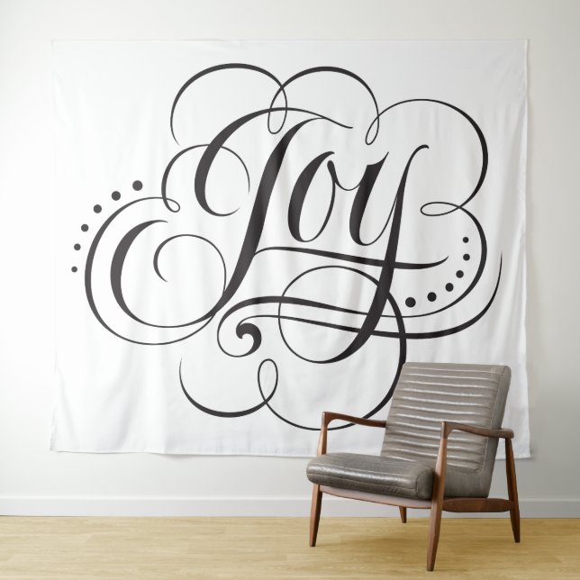 Tenture Merveilleux JOIE Calligraphie Lettres Noël (En situation (horizontale))