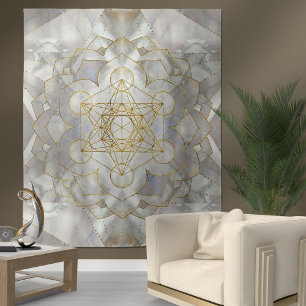 Tenture Métatron's Cube in lotus Sacred Geometry