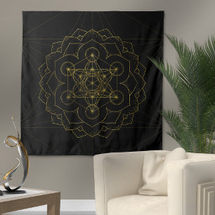 Tenture Métatron's Cube in lotus Sacred Geometry