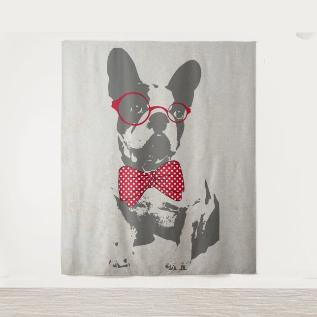 Tenture Mignonne animal vintage à la mode Français bulldog (Devant)