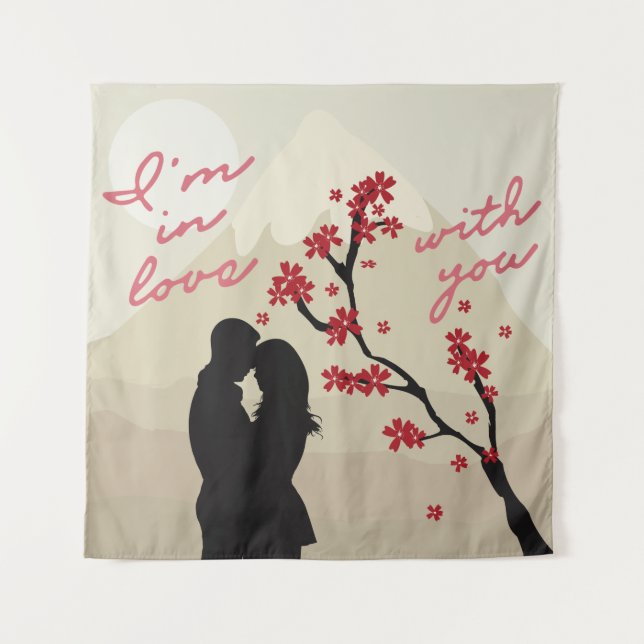Tenture Mignonne jeune couple romantique amoureux, histoir (Devant)