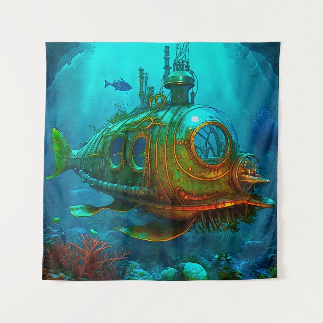 Tenture Miles Under the Sea Art Illustration Steampunk (Devant)
