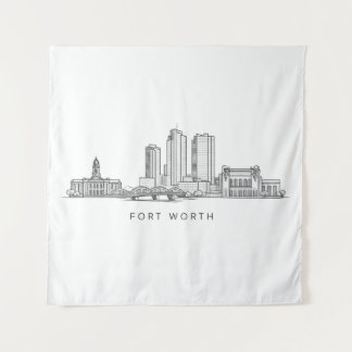 Tenture Minimalist Fort Worth Skyline Line Art