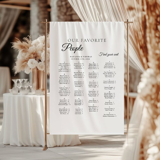 Tenture Minimalist Wedding Alphabetical Seating Chart (Créateur téléchargé)