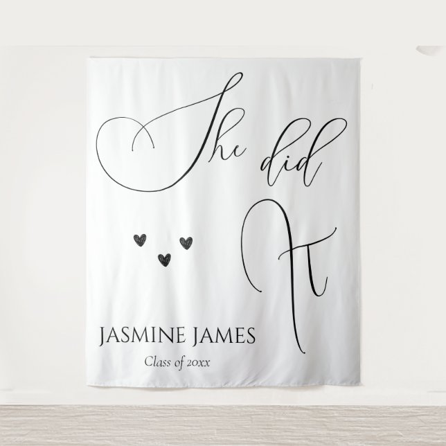 Tenture Minimaliste Elle l'a fait la fête de remise de dip (Devant)