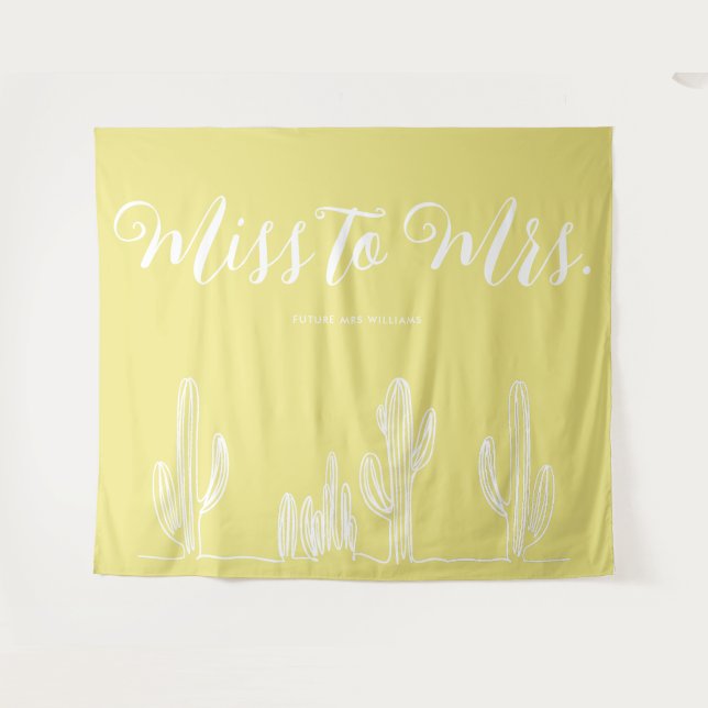 Tenture Miss to Mrs Moderne Boho Cactus Citron Enterrement (Devant (Horizontal))
