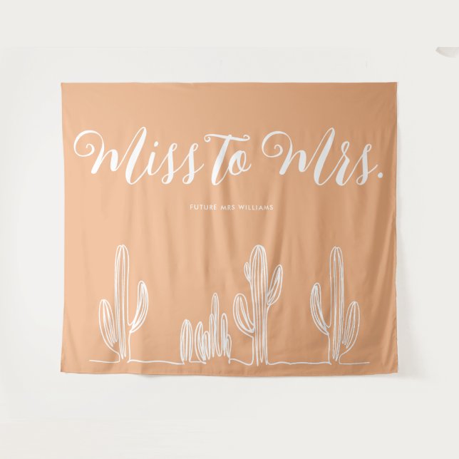 Tenture Miss to Mrs Moderne Boho Cactus Orange Enterrement (Devant (Horizontal))