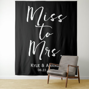 Tenture Mlle à Mme Mariage Fête des mariées Contexte Noir