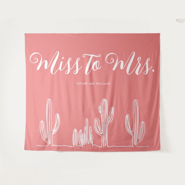 Tenture Mlle à Mme Modern Boho Cactus Red Bachelorette (Devant (Horizontal))