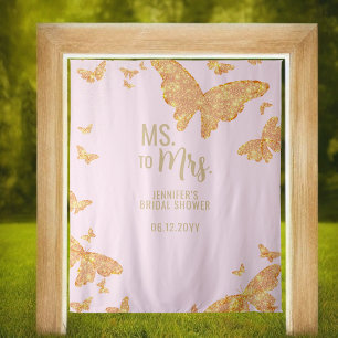 Tenture Mme Boho Gold Butterfly Pink Bridal Contexte