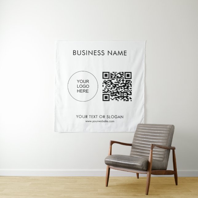 Tenture Modèle de code QR du logo de l'entreprise (En situation)