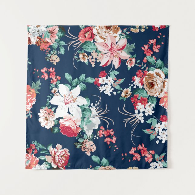 Tenture Modèle floral avec roses et petites fleurs avec v (Devant)