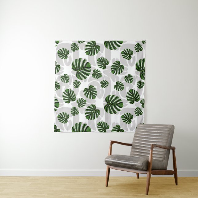 Tenture Modern Boho Botanical Leaves Pattern (En situation (horizontale))